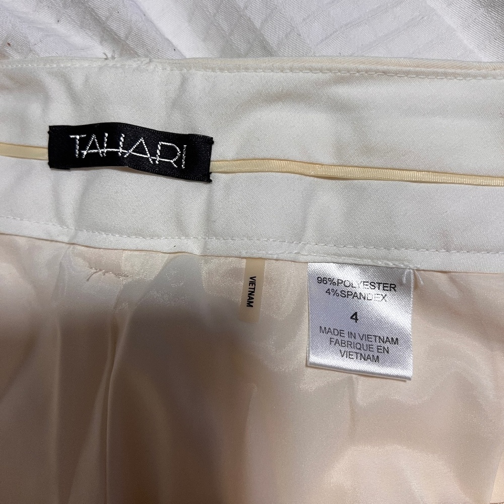 winter white/faint stripe lined dress pants. Tahari